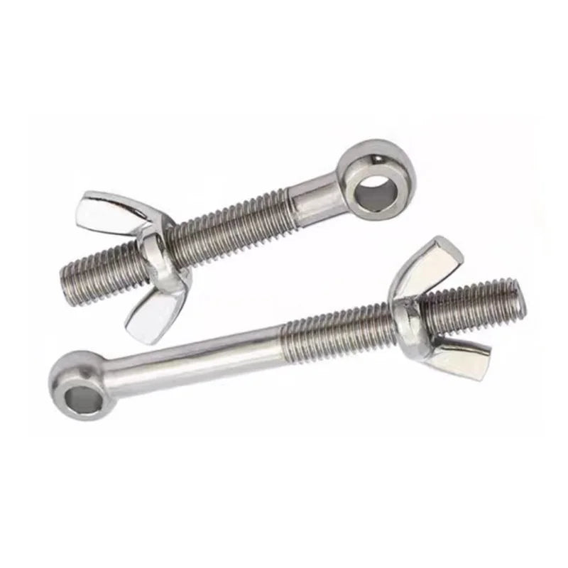 KTM-017107 Stainless Steel Lifting Eye Bolts with Wing Nuts - M8 M10, SS 304 and 316L