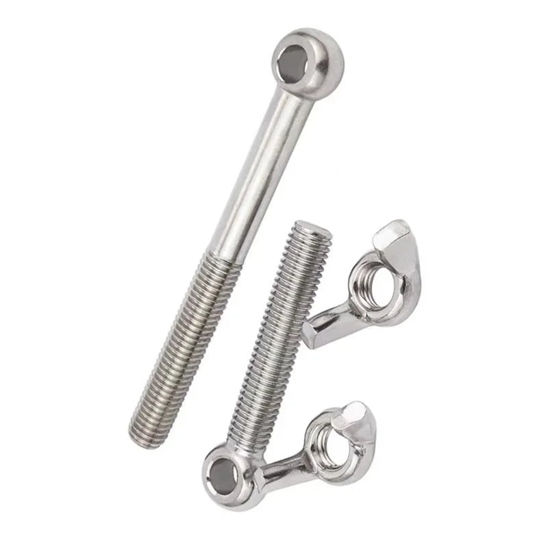 KTM-017107 Stainless Steel Lifting Eye Bolts with Wing Nuts - M8 M10, SS 304 and 316L