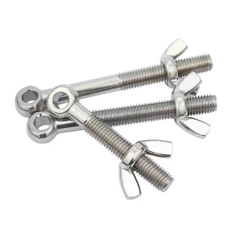 KTM-017107 Stainless Steel Lifting Eye Bolts with Wing Nuts - M8 M10, SS 304 and 316L