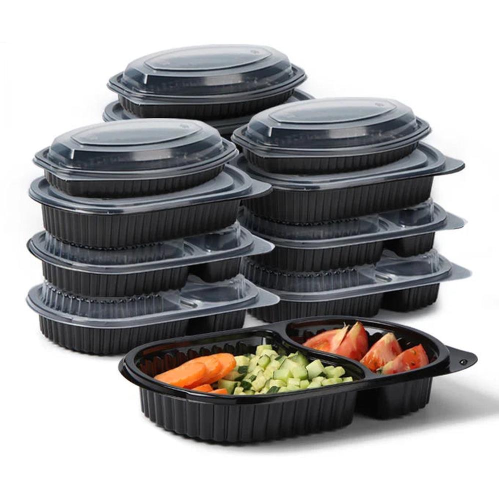 KTM-043987 Microwavable Clear Plastic Food Containers with Lids - Recycled Small Takeout Boxes