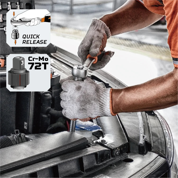 KTM-142035 Heavy Duty 197-Piece Mechanical Tool Socket Set