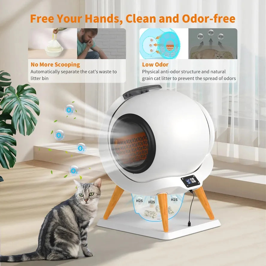 KTM-156371 Smart Automatic Cat Litter Box with WiFi Connectivity and Ultra-quiet Self-Cleaning Feature