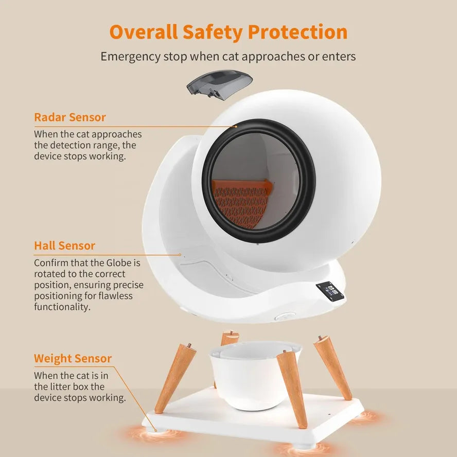 KTM-156371 Smart Automatic Cat Litter Box with WiFi Connectivity and Ultra-quiet Self-Cleaning Feature