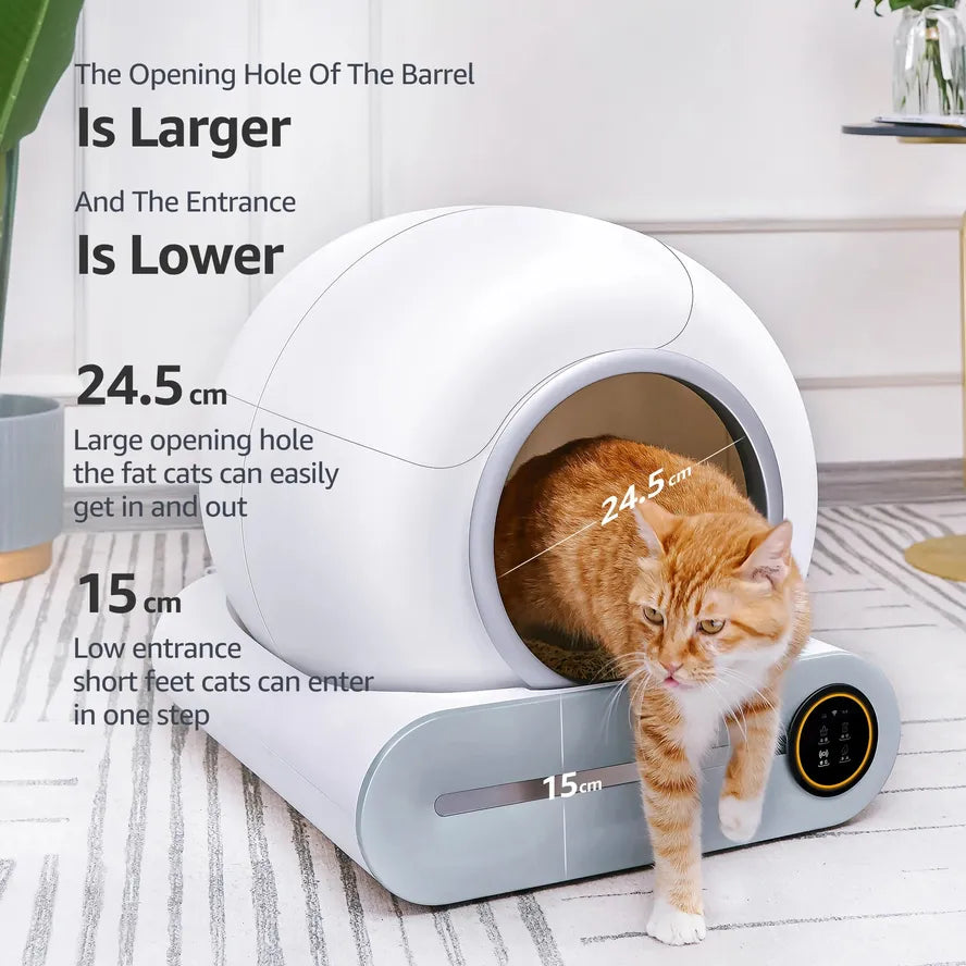 KTM-177555 Smart Automatic Cat Toilet with APP Control - Large 65L Capacity, Self-Cleaning, Compatible with Tofu Bentonite Clay