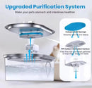KTM-198419 Portable 3.2L Stainless Steel Pet Water Fountain with Water Level Window for Cats