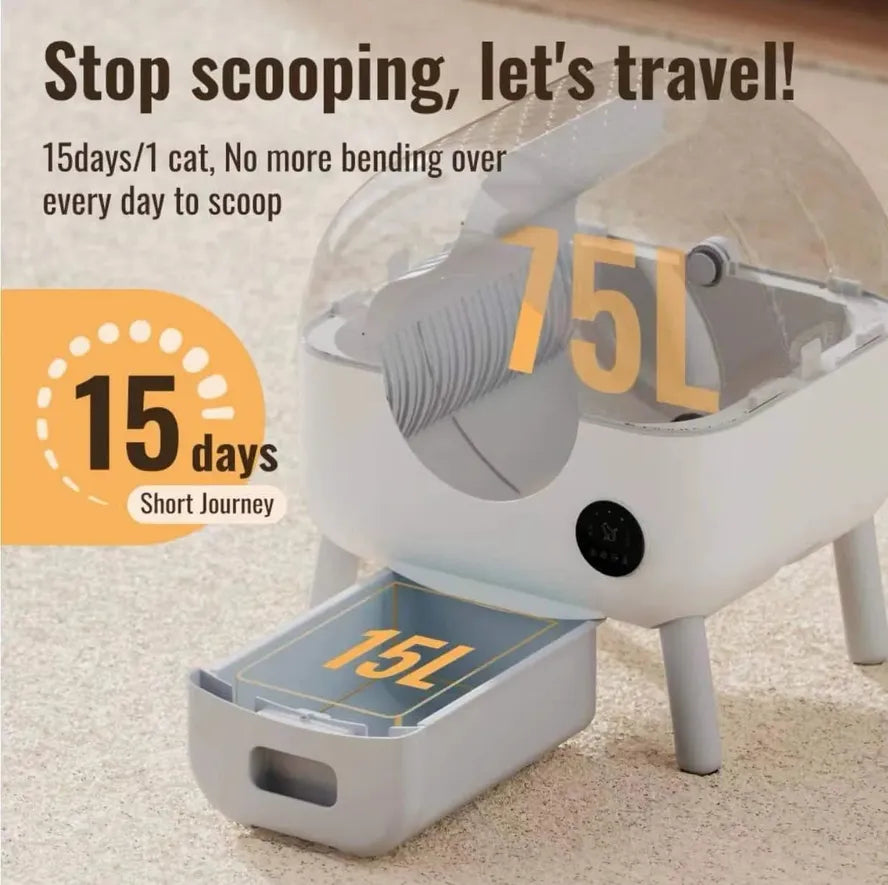 KTM-235923 Extra Large Intelligent Self-Cleaning Litter Box with App Control for Multiple Cats