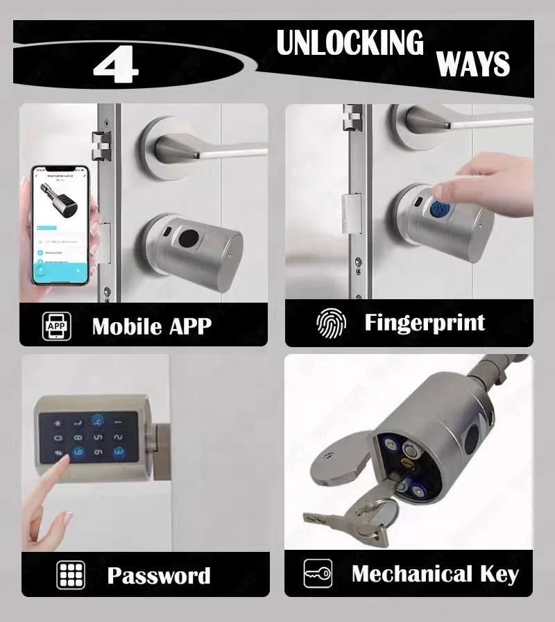 KTM-298003 Smart Keyless Digital Cylinder Lock with Password Unlocking for Homes and Apartments