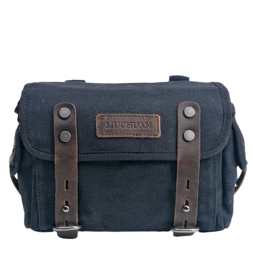 KTM-302931 Waterproof Motorcycle Side Car Head Car Lock Bag - Heavy Duty Waxed Canvas and Leather Riding Rear Seat Messenger Bag