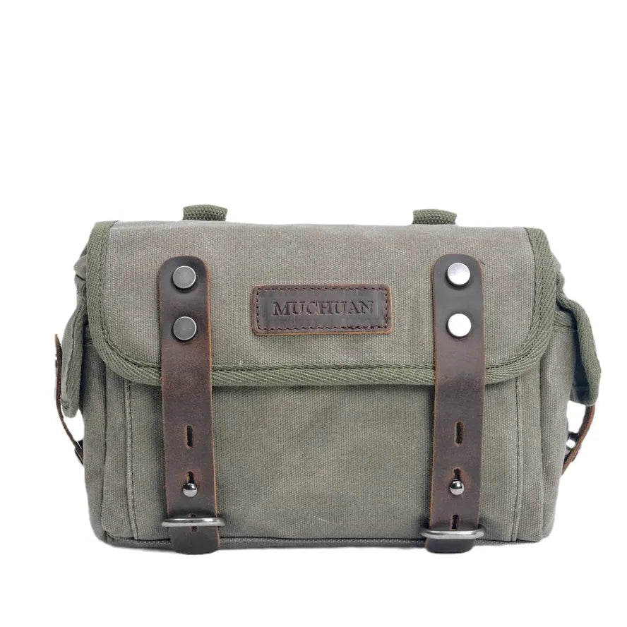 KTM-302931 Waterproof Motorcycle Side Car Head Car Lock Bag - Heavy Duty Waxed Canvas and Leather Riding Rear Seat Messenger Bag
