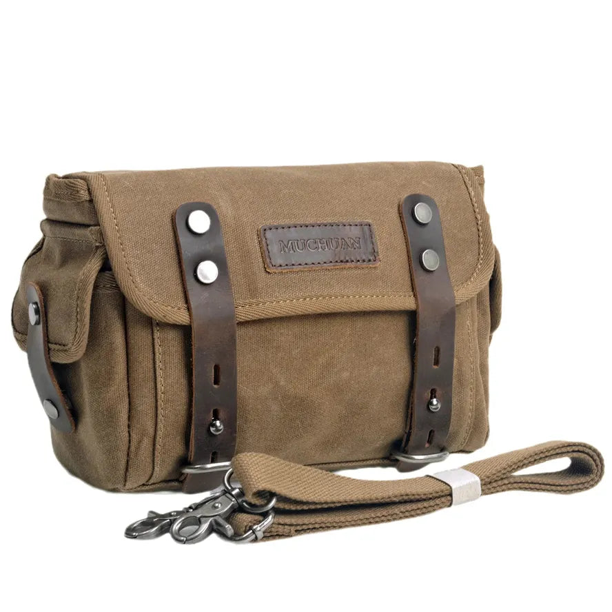 KTM-302931 Waterproof Motorcycle Side Car Head Car Lock Bag - Heavy Duty Waxed Canvas and Leather Riding Rear Seat Messenger Bag