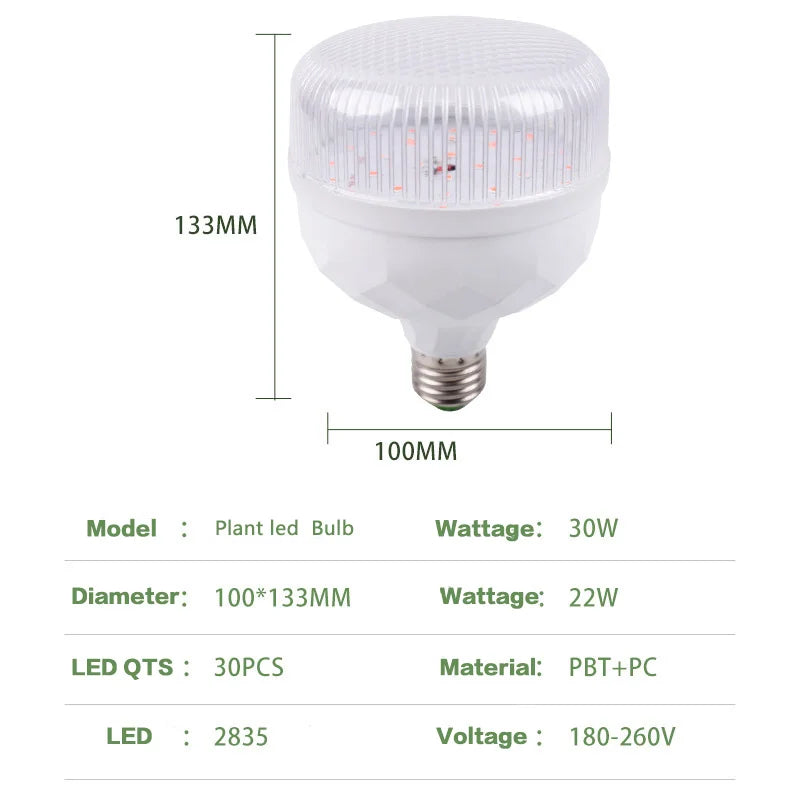 KTM-375763 Full Spectrum Waterproof Adjustable LED Grow Light Bulb - 15W/30W