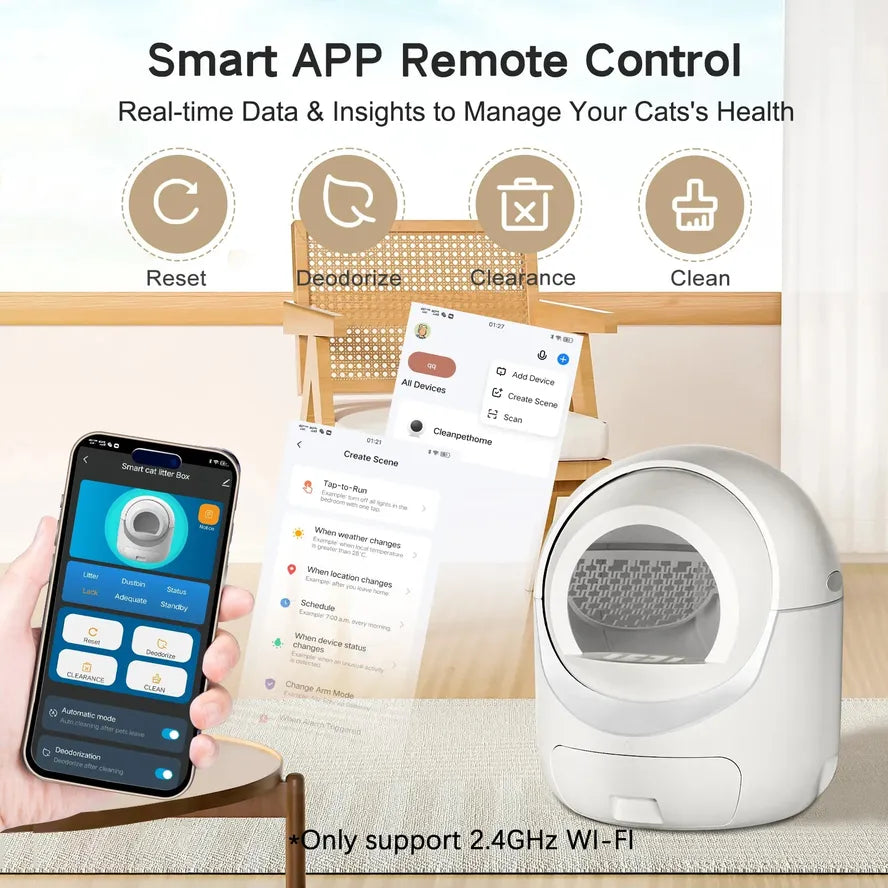 KTM-385555 Automatic Self-Cleaning Cat Litter Box with Smartphone App Control