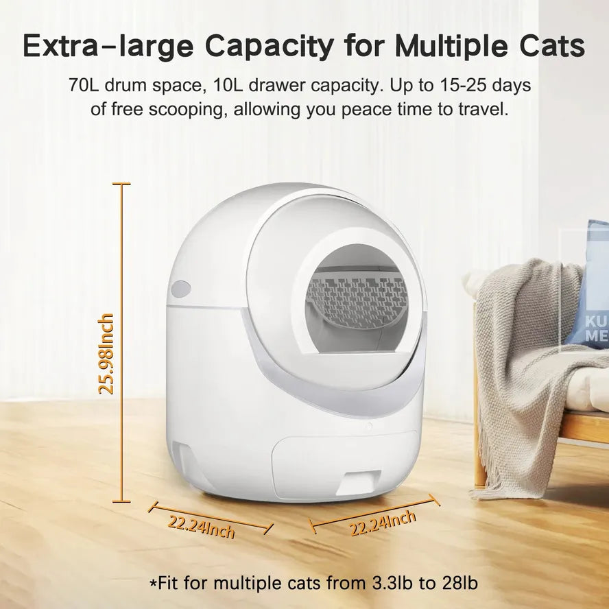 KTM-385555 Automatic Self-Cleaning Cat Litter Box with Smartphone App Control