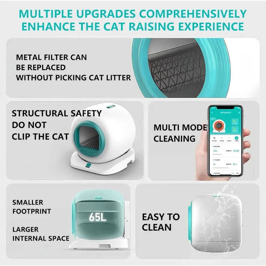 KTM-400915 Luxury Fully Automatic Intelligent Cat Litter Box with Self-Cleaning Function