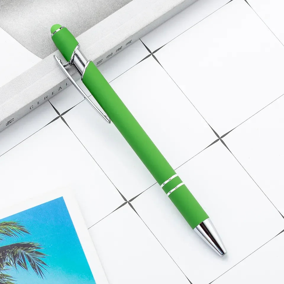 KTM-461459 Multifunctional Metal Ball Stylus Soft Touch Screen Pen 2 in 1 with Custom Logo Options