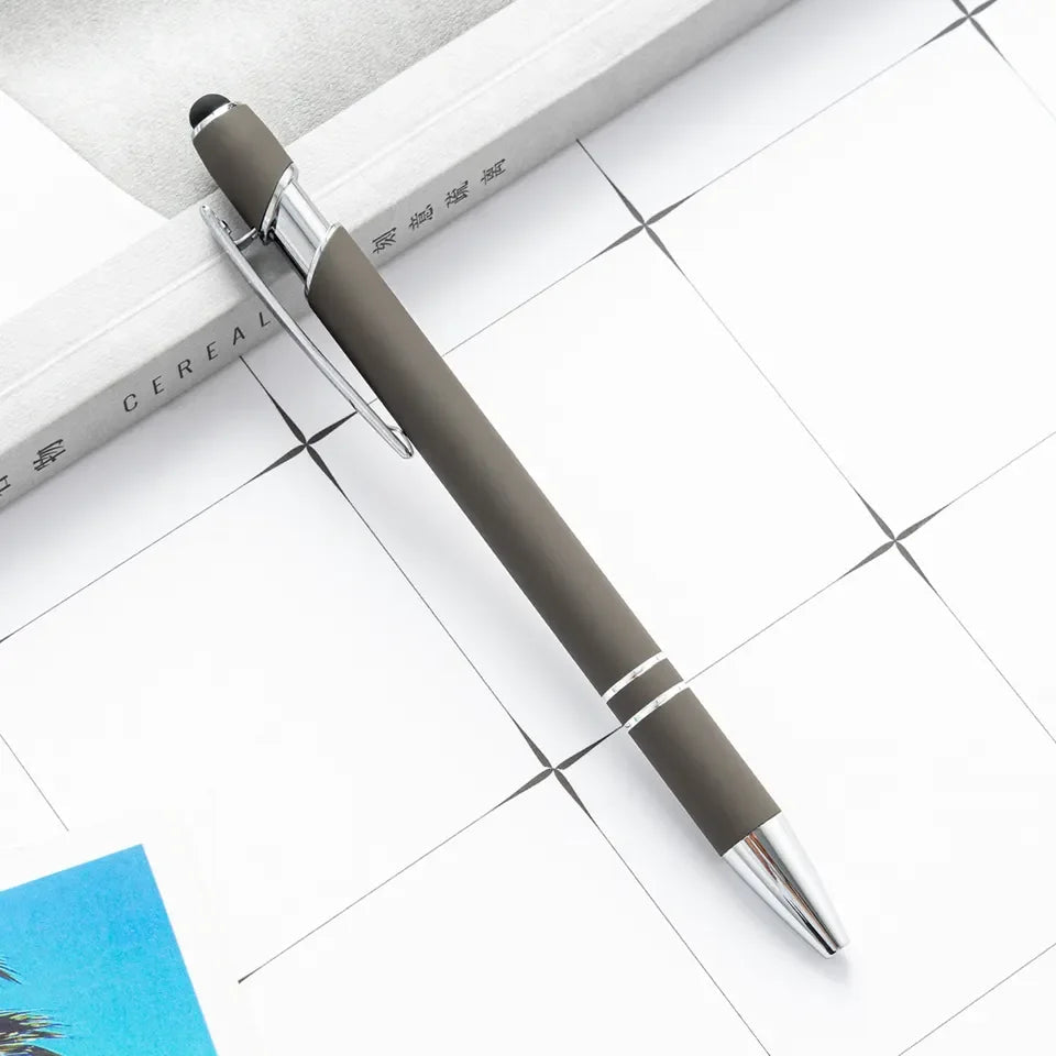 KTM-461459 Multifunctional Metal Ball Stylus Soft Touch Screen Pen 2 in 1 with Custom Logo Options