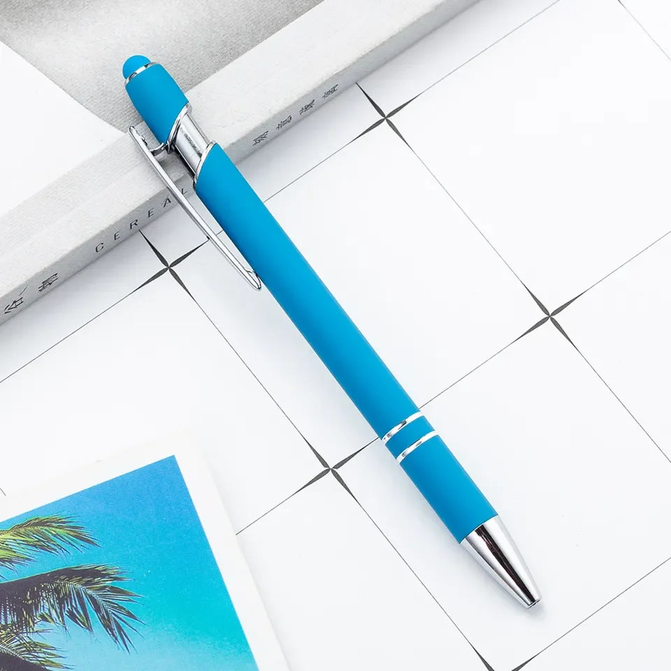 KTM-461459 Multifunctional Metal Ball Stylus Soft Touch Screen Pen 2 in 1 with Custom Logo Options