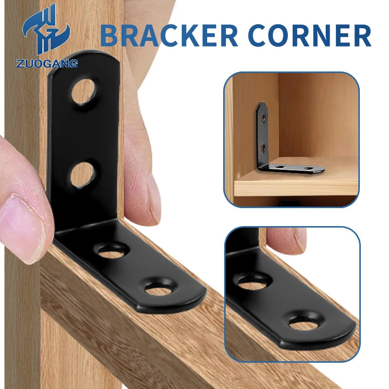 KTM-479507 20-Pack 50x50mm Corner Braces for 90 Degree Angle Fastening in Wooden Furniture, Bed Frames, and Cabinets