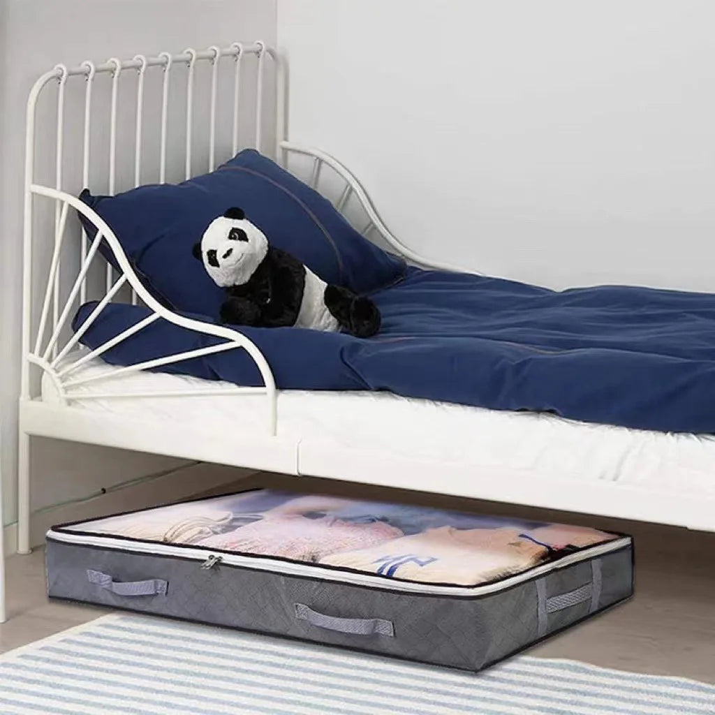 KTM-487635 Foldable Underbed Storage Bags with Durable Handles and Viewing Windows for Home Organisation