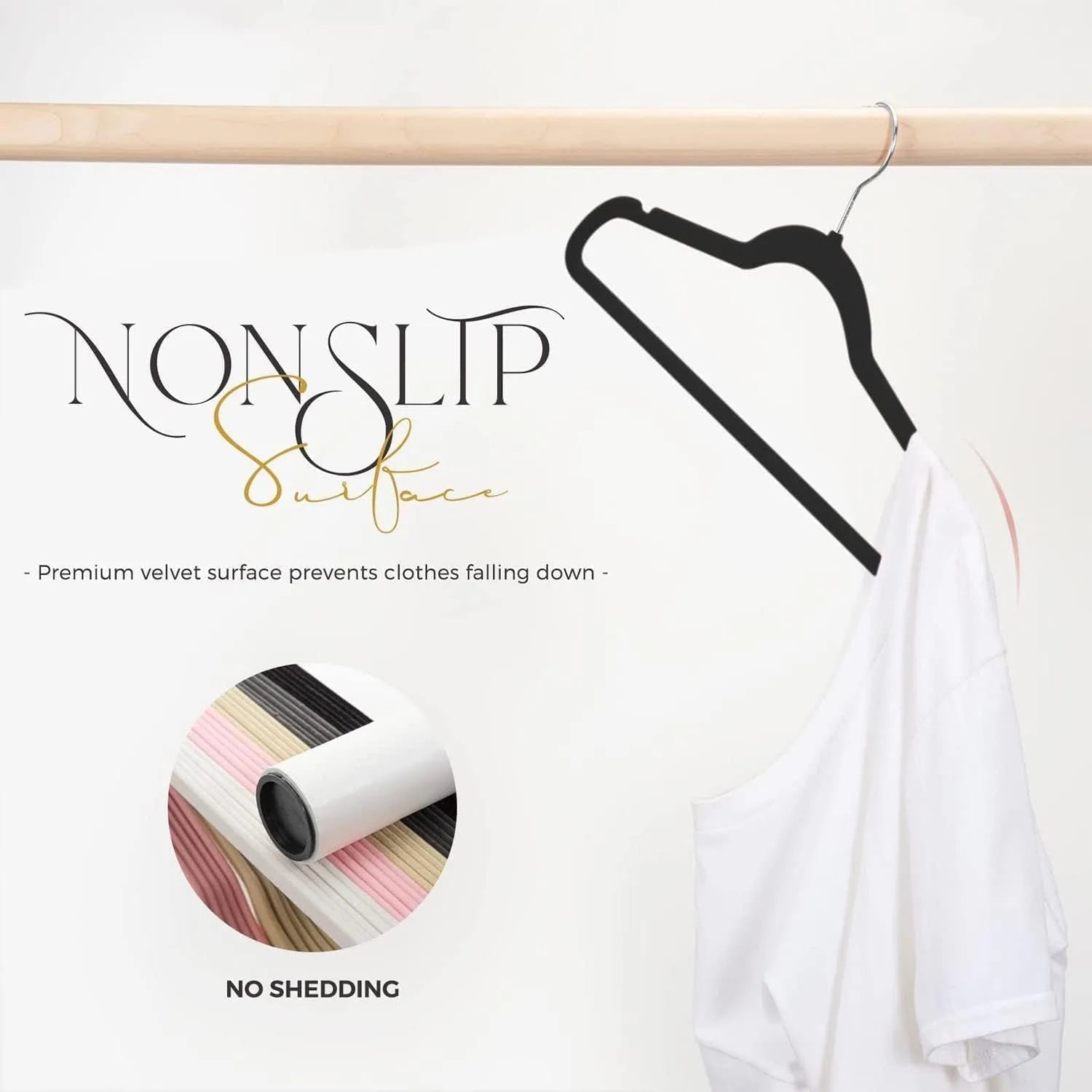 KTM-500499 Velvet Non-Slip Space-Saving Hangers for Clothing and Kitchen Organization
