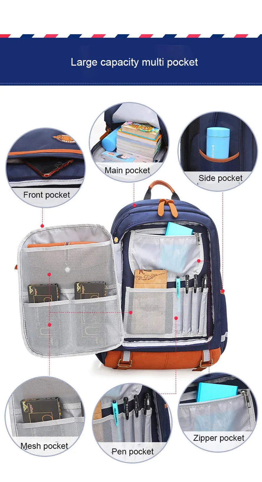 KTM-542419 Waterproof Kids School Backpack for Boys - Durable and Functional Childrens Rucksack