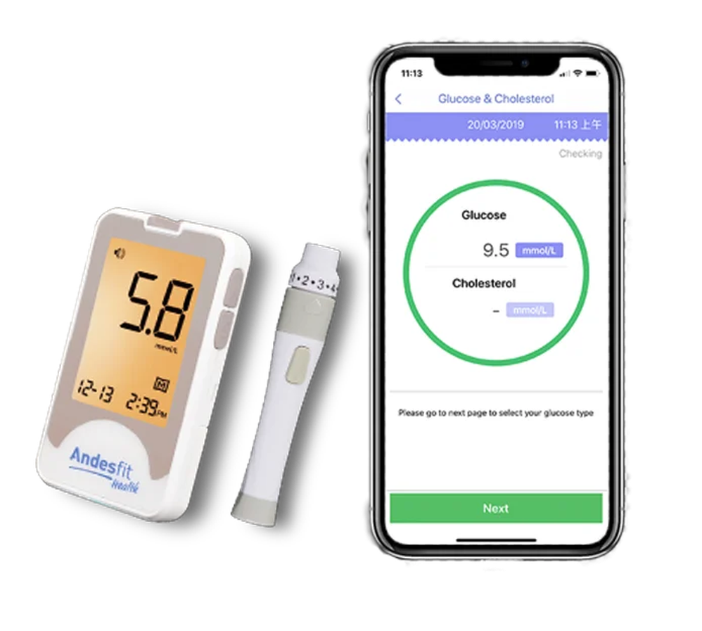 KTM-569811 Smart Bluetooth Blood Glucometer with WiFi and Free App for Health Monitoring