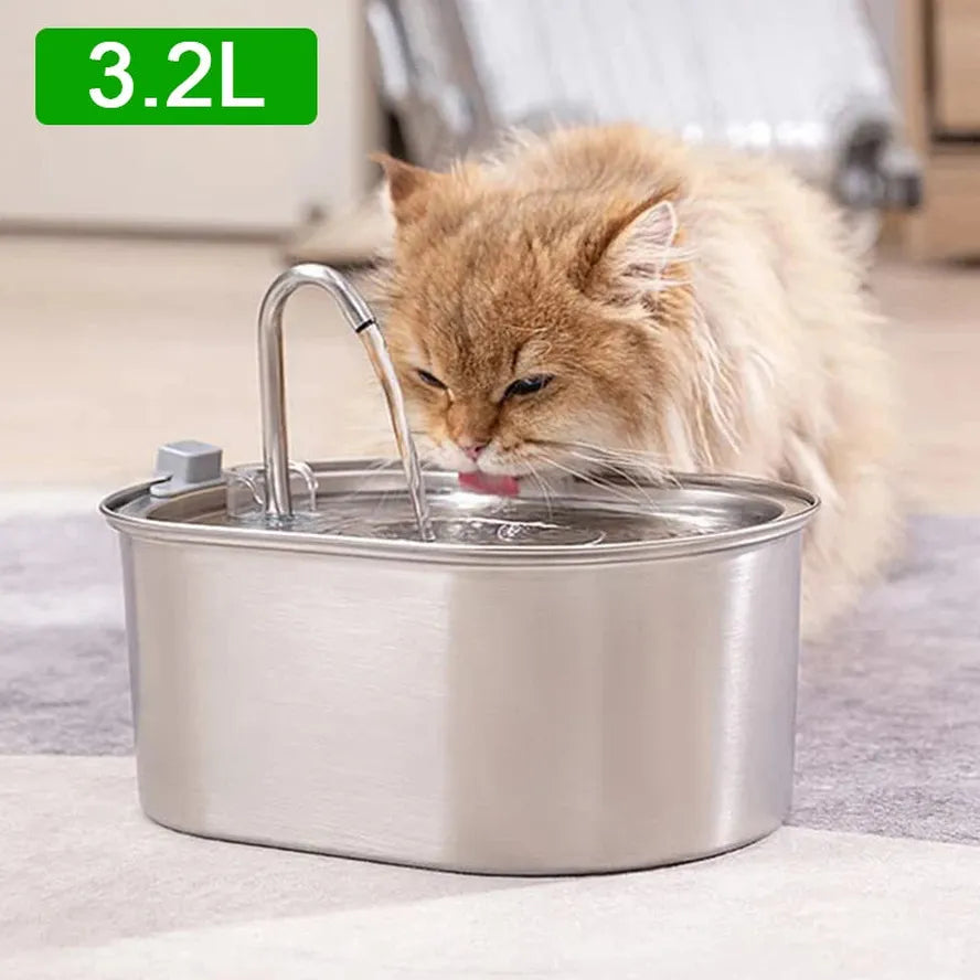 KTM-574803 Stainless Steel Pet Water Fountain with Quiet Pump for Cats and Puppies