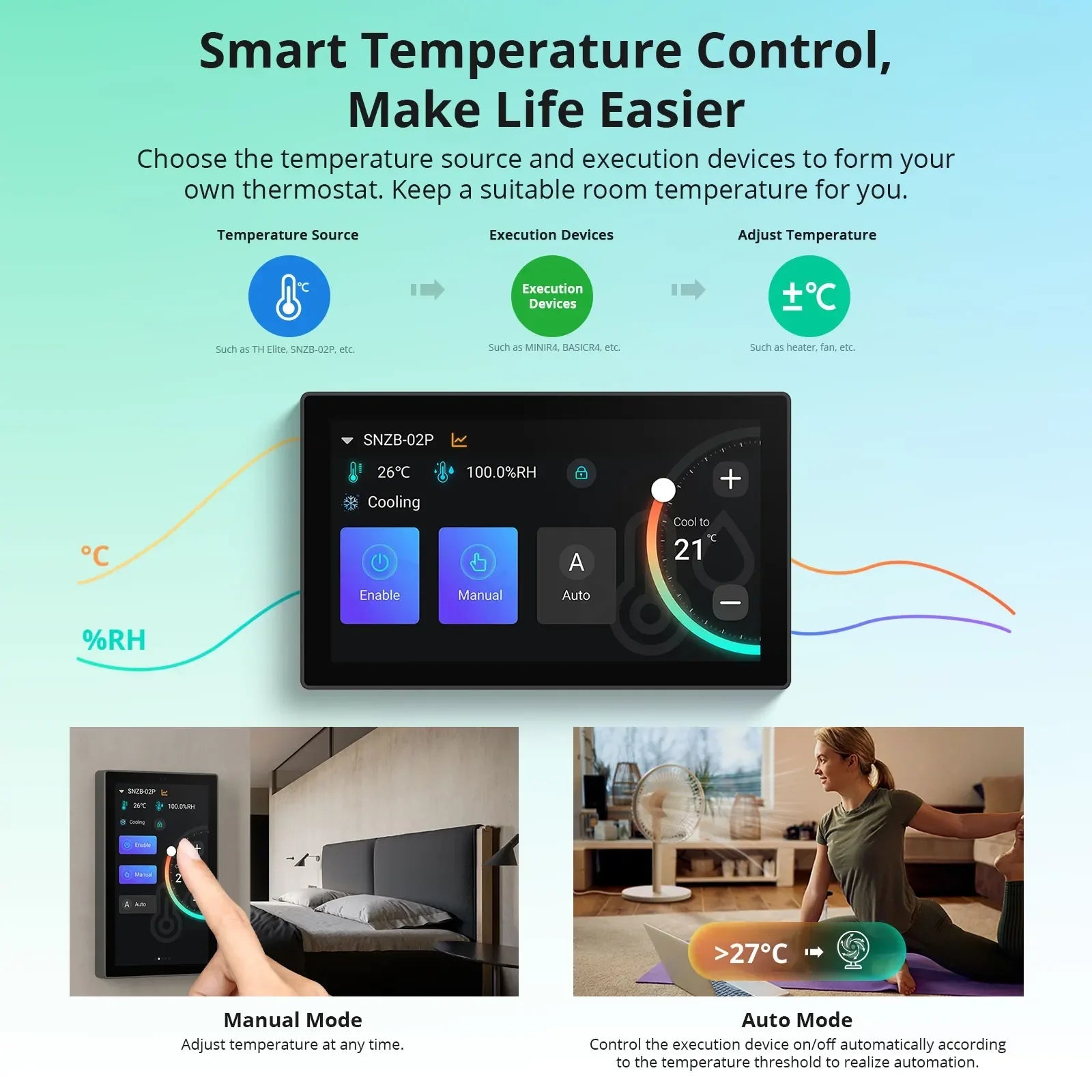 KTM-614035 Smart Home Control Panel with Thermostat and Zigbee Gateway Support