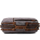KTM-656467 Waxed Canvas Travel Duffle Bag with Leather Trim
