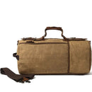 KTM-656467 Waxed Canvas Travel Duffle Bag with Leather Trim