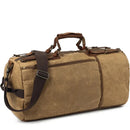 KTM-656467 Waxed Canvas Travel Duffle Bag with Leather Trim