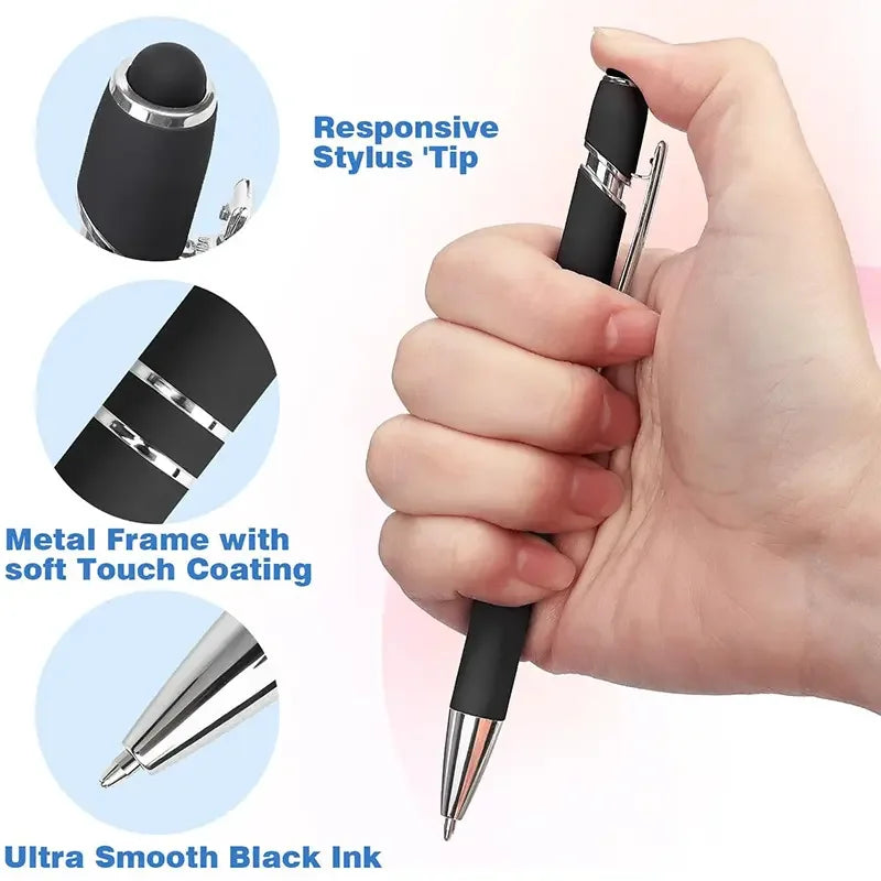 KTM-805907 Aluminium Ballpoint Stylus Pen with Soft Rubber Tip for Touch Screens - Custom Logo Available