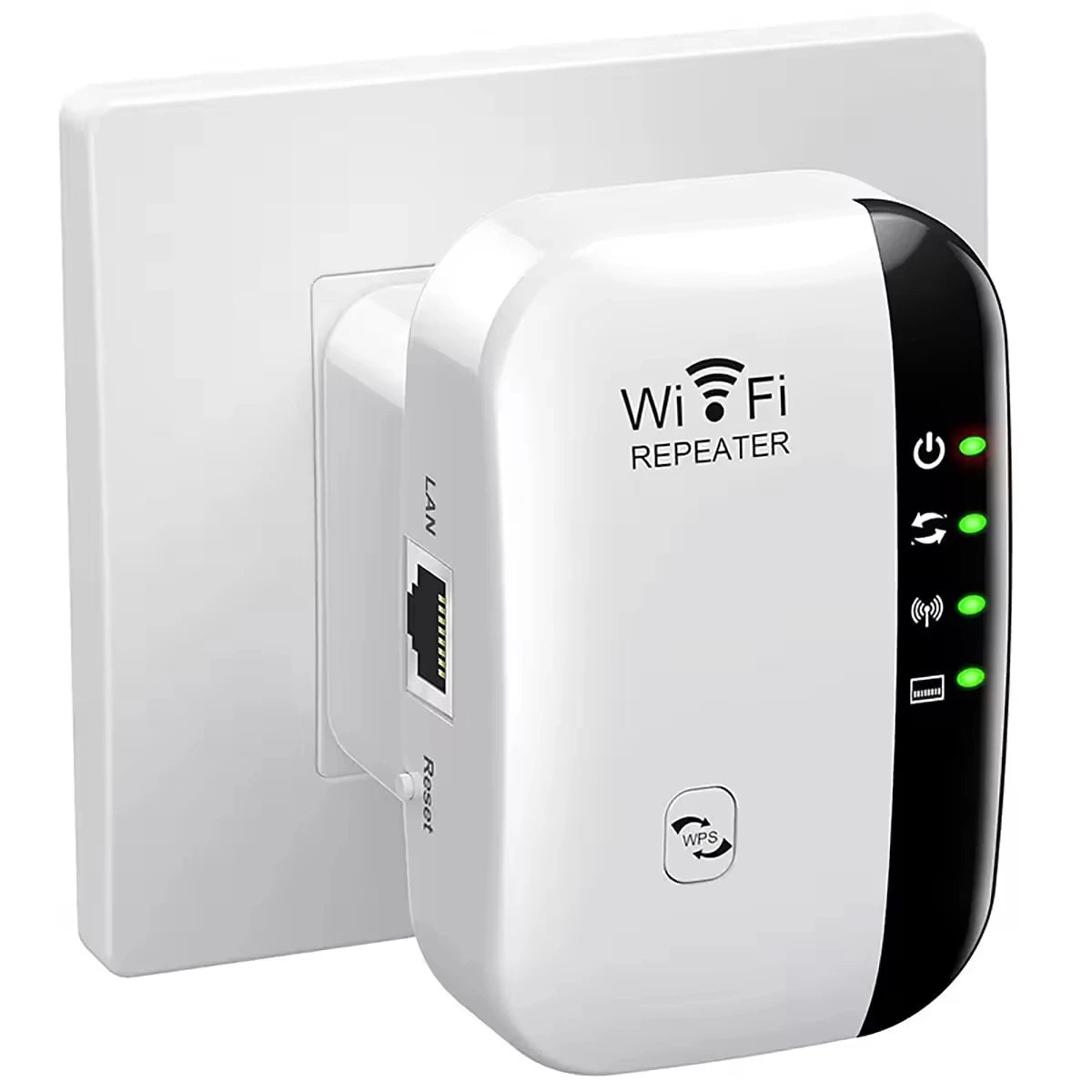 KTM-818259 Wireless Wi-Fi Extender and Signal Booster for Enhanced Coverage Up to 300m, Compatible with UK, EU, AU, US Sockets