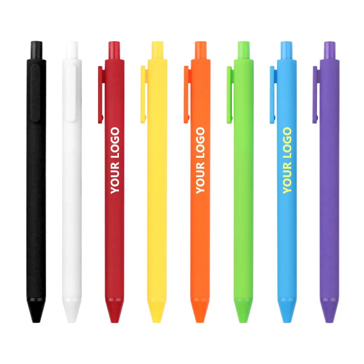 KTM-864979 Custom Logo Printed Retractable Ballpoint Pen with Soft Rubber Grip in Multiple Colours