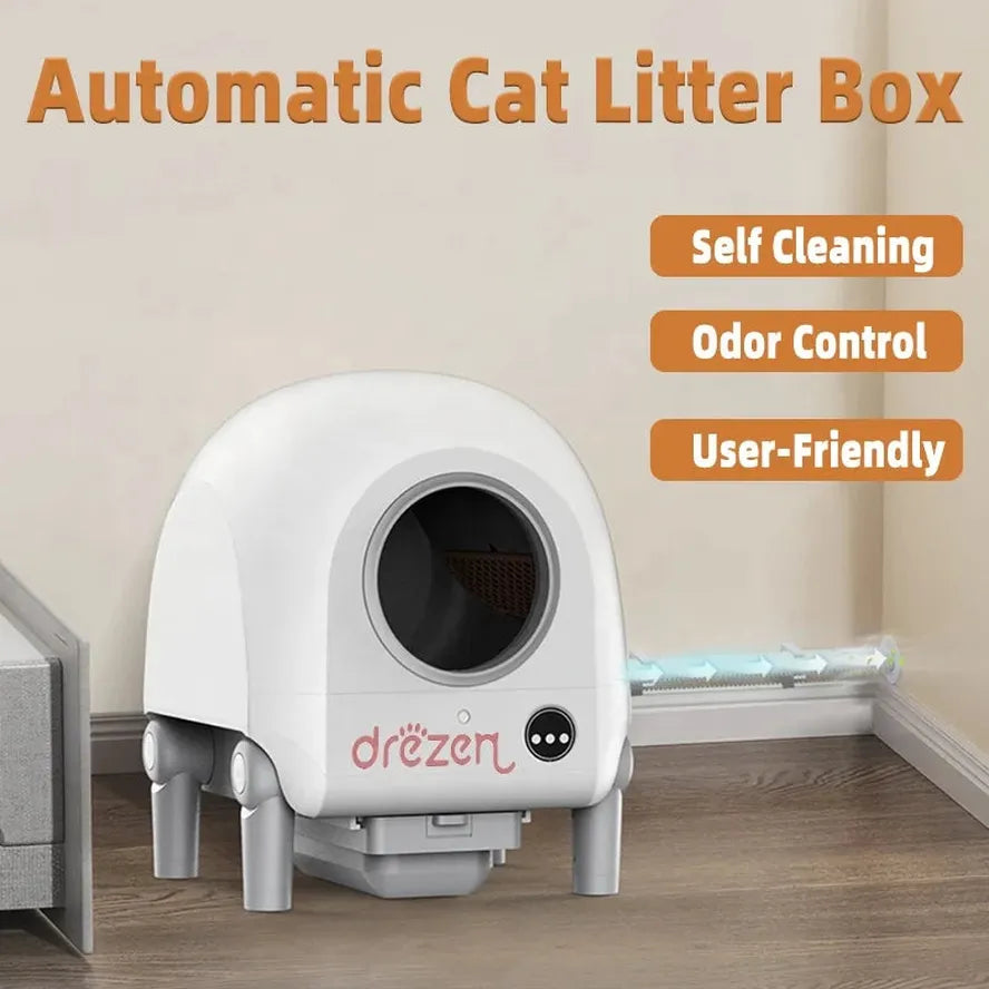 KTM-893395 Automatic Self-Cleaning Cat Litter Box with Video Monitor and App Control, 68L Capacity, Easy to Clean, Made of PP Material