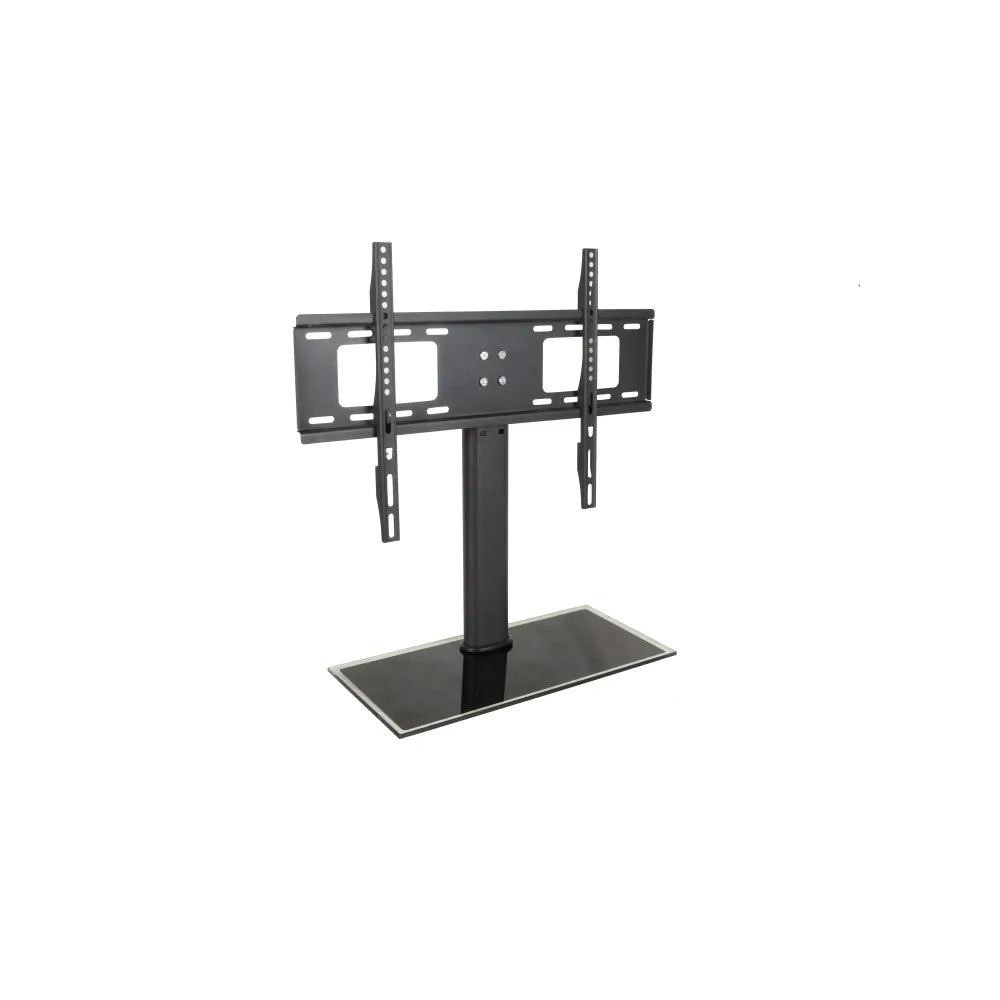 KTM-916691 Tempered Glass Base TV Stand for Flat Screen LCD Monitors - Adjustable Mount Desk Bracket