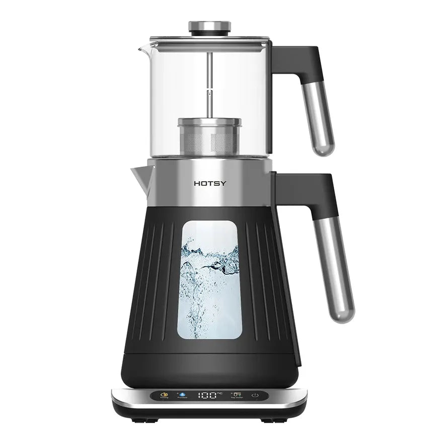 KTM-922579 Electric Double Samovar Kettle Set - 1.6L & 0.8L Glass Teapot for Fast Water Boiling