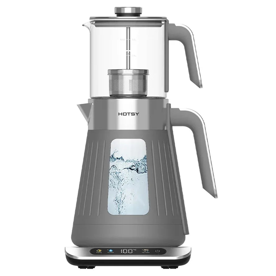 KTM-922579 Electric Double Samovar Kettle Set - 1.6L & 0.8L Glass Teapot for Fast Water Boiling