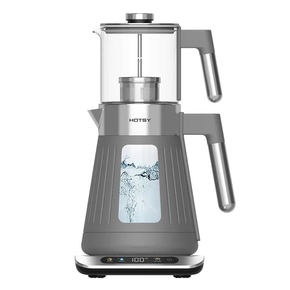KTM-922579 Electric Double Samovar Kettle Set - 1.6L & 0.8L Glass Teapot for Fast Water Boiling