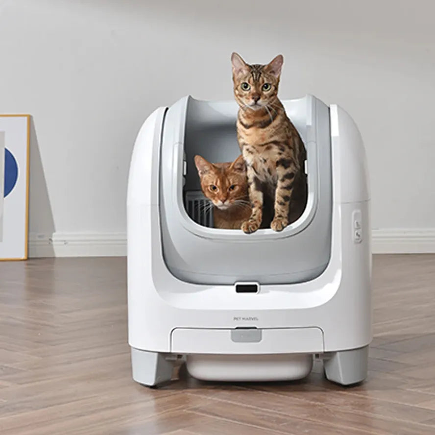 KTM-954643 Automatic Open-Top Self-Cleaning Cat Litter Box with APP Control and Weight Monitoring, Odor-Free Design for Cats Up to 10kg