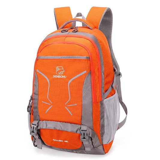KTM-005523 50L Waterproof Outdoor Backpack with USB Port, Unisex Design, Ergonomic Softback for Hiking and Travel in Orange