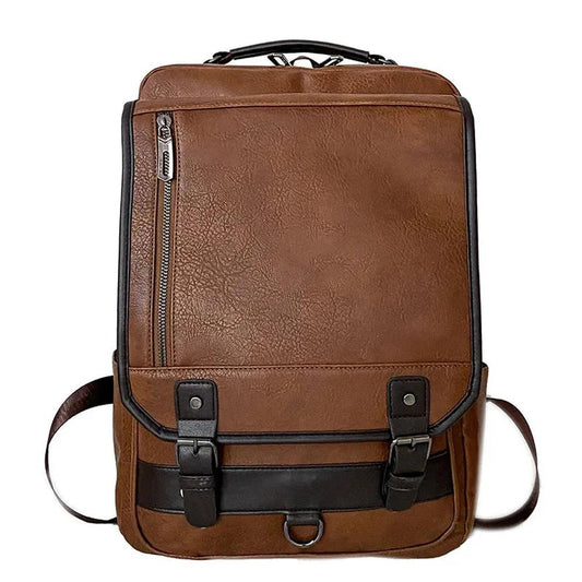 KTM-005907 Genuine Black Patterned Leather Business Backpack for Men
