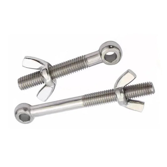 KTM-017107 Stainless Steel Lifting Eye Bolts with Wing Nuts - M8 M10, SS 304 and 316L