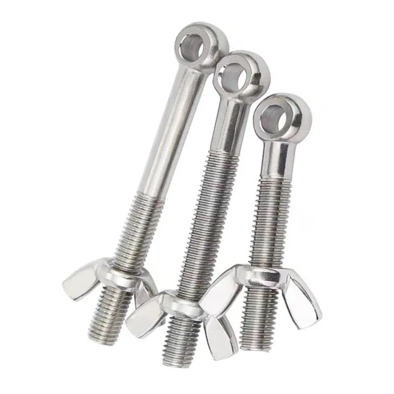 KTM-017107 Stainless Steel Lifting Eye Bolts with Wing Nuts - M8 M10, SS 304 and 316L