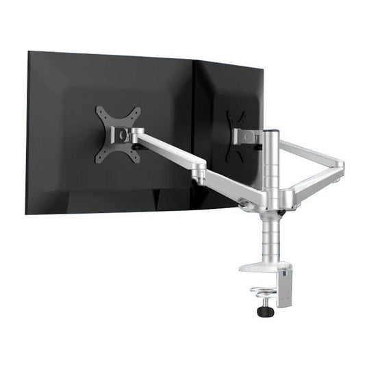 KTM-022675 Aluminum Dual Arm LCD Swivel Monitor Mount with Ergonomic Design, Supports VESA 75mm/100mm, Adjustable Height, up to 10kg Capacity