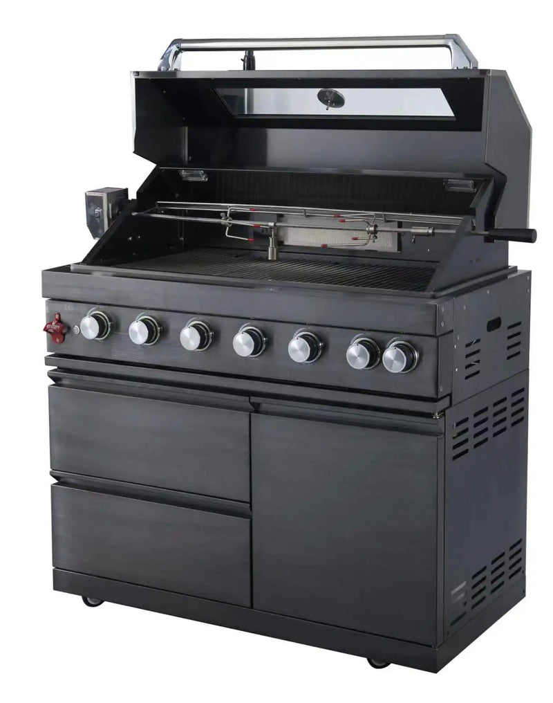 KTM-026387 Premium Black 430 Stainless Steel Outdoor Barbecue Kitchen with Built-in Gas Grill