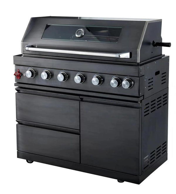 KTM-026387 Premium Black 430 Stainless Steel Outdoor Barbecue Kitchen with Built-in Gas Grill