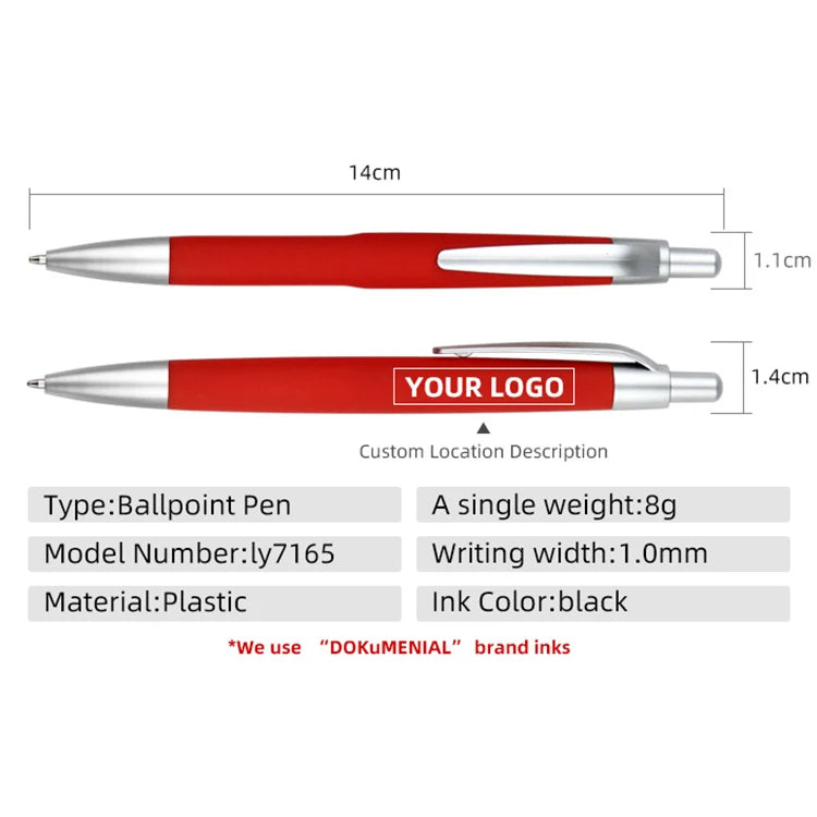 KTM-029907 Custom Plastic Ballpoint Pen with Logo Print - 1.0mm Black Ink, Lightweight Design