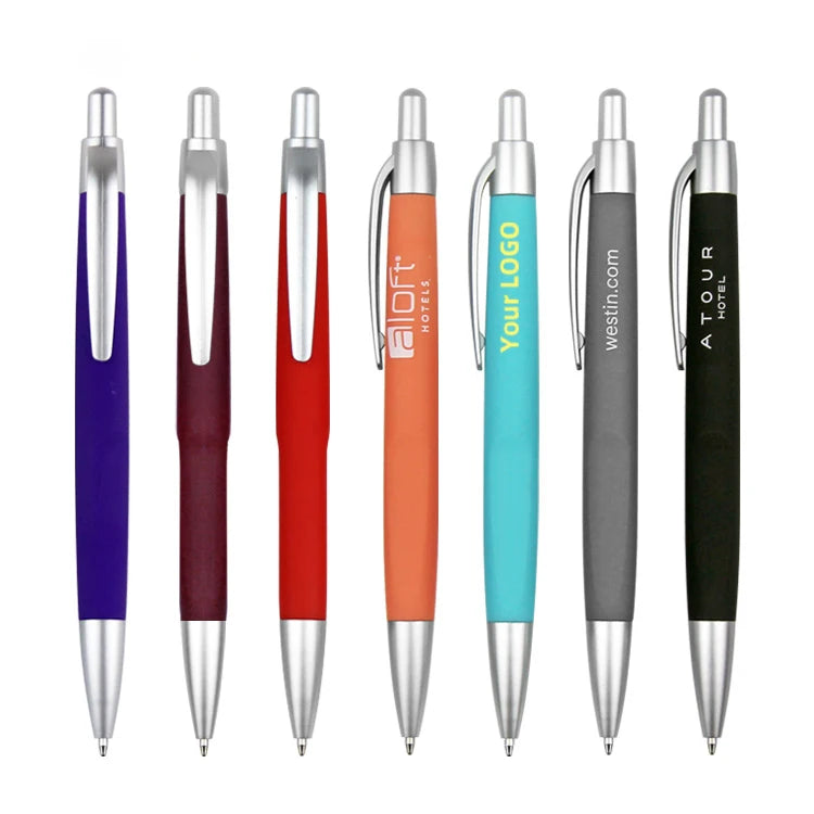 KTM-029907 Custom Plastic Ballpoint Pen with Logo Print - 1.0mm Black Ink, Lightweight Design