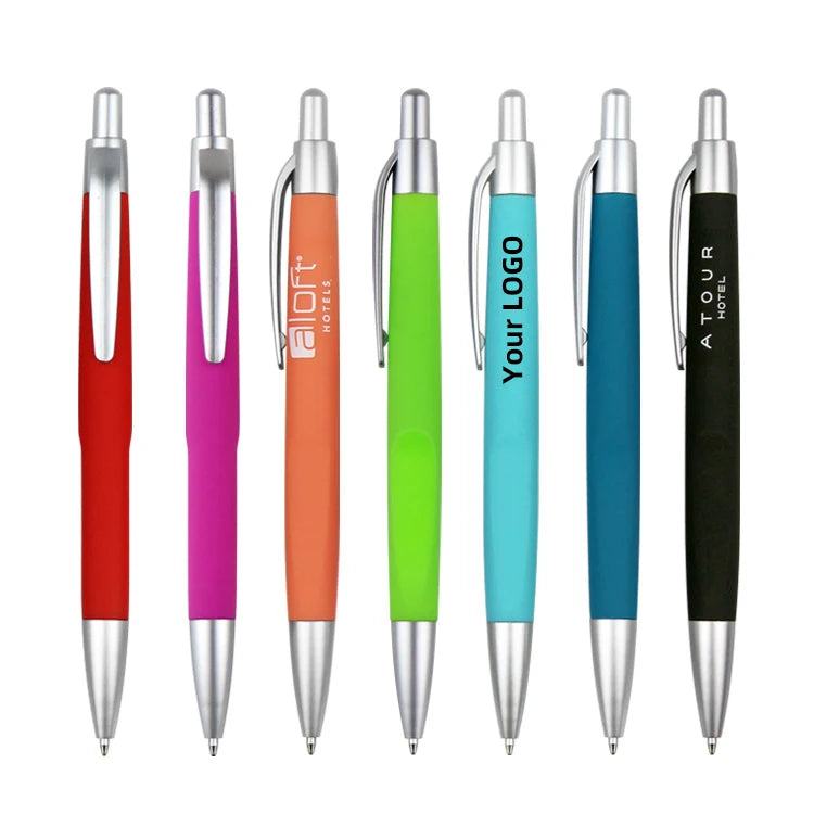 KTM-029907 Custom Plastic Ballpoint Pen with Logo Print - 1.0mm Black Ink, Lightweight Design